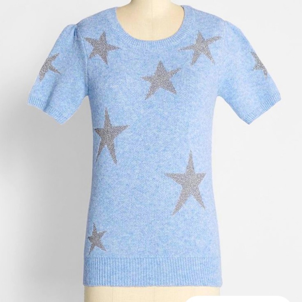 Modcloth Short Sleeve Star Sweater